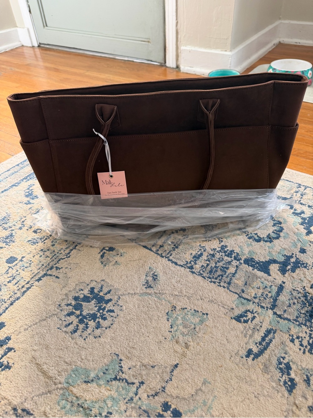 Everyday Dark Brown Suede Tote with Dual Handles